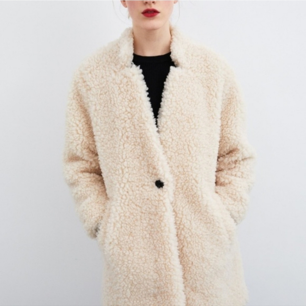 Zara Teddy Bear Fleece Coat - Picture 3 of 14